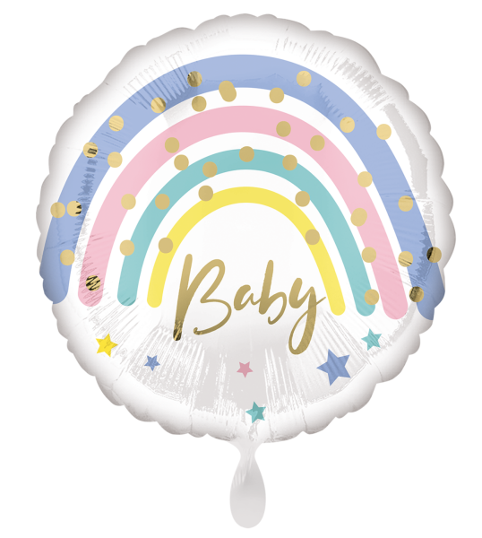 Folienballon rund - Regenbogen: Baby - ø 43cm